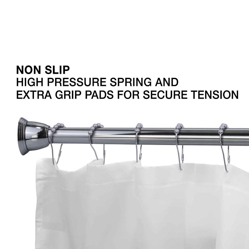 Splash Home Eire Shower Curtain Rod, 42 to 72 Inches Steel Adjustable Tension Curtain Rod - Non-Slip, No Drilling Shower Rods for Bathroom, Chrome - Image 4